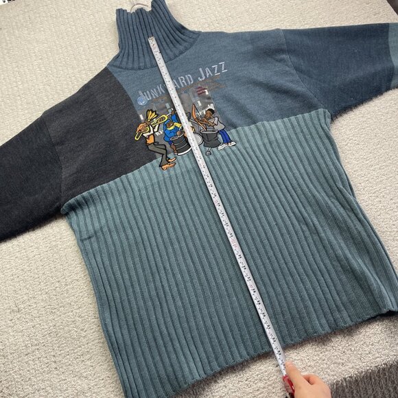 Y2K FUBU Platinum Junkyard Jazz Fat Albert Mens XXL Knit Mock neck sweater Blue - Picture 11 of 16
